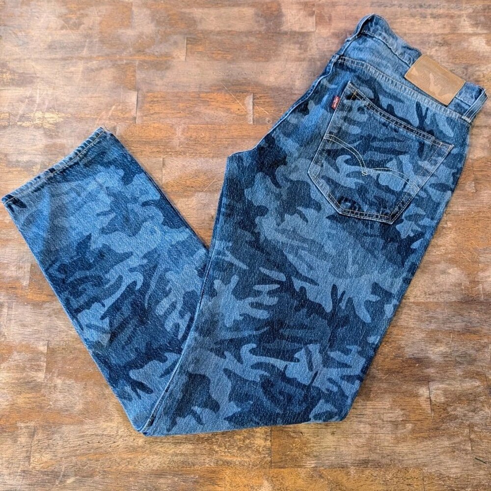 LEVI'S Premium 502 Taper Jeans 32 x 32 Denim Capital E Made in Egypt CAMO Blue